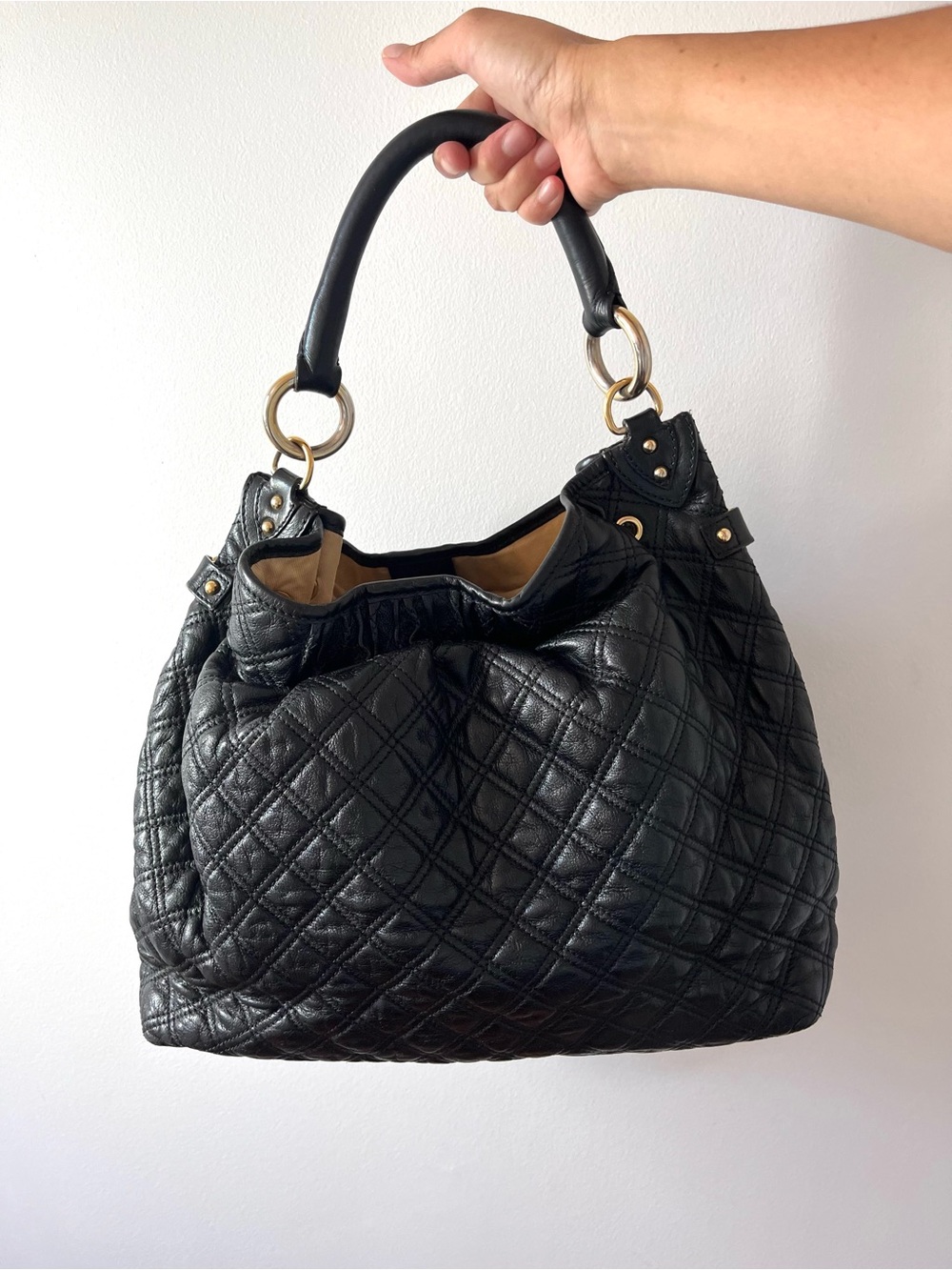 Marc Jacobs Black Quilted Stam Hobo Bag with Gold Chain - Picture 2 of 16